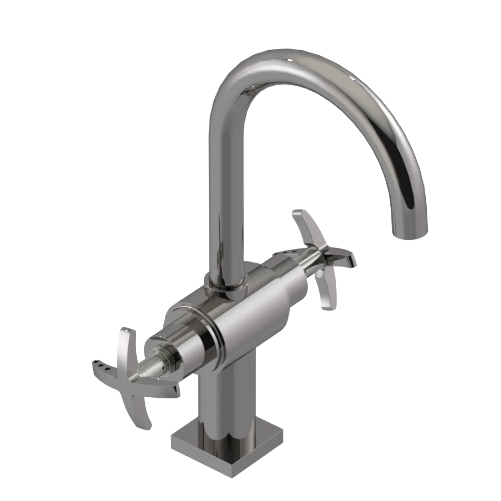 Rubinet Single Hole Dual Handle Lav. Set. (less drain) Polished Nickel