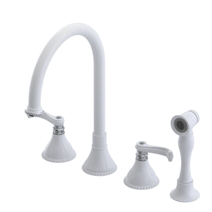 Rubinet Widespread Kitchen Set with Hand Spray White