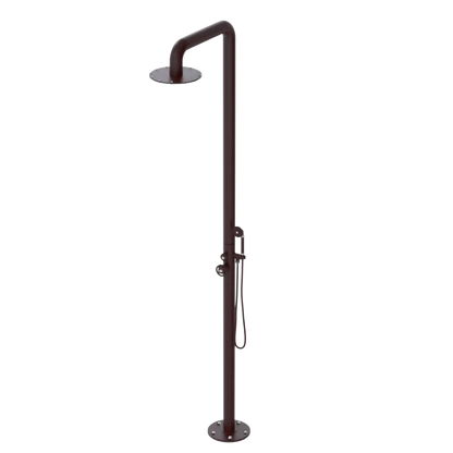 Rubinet Pressure Balance Outdoor Shower with Hand Held Shower & 10" Shower Head - 304 Stainless Steel Bordeaux