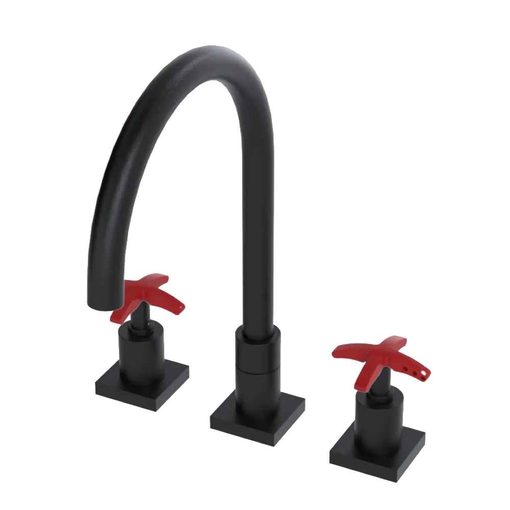 Rubinet Widespread Kitchen Set Matt Black