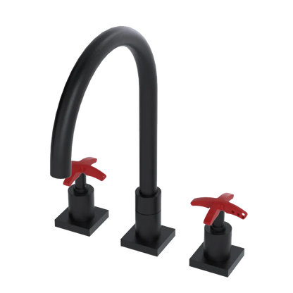 Rubinet Widespread Kitchen Set Matt Black