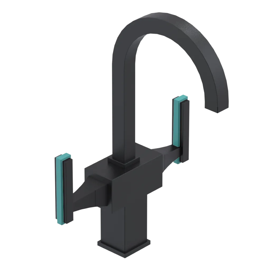 Rubinet Single Hole Dual Handle Lav. Set. (less drain) Matt Black