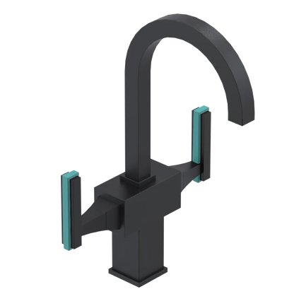Rubinet Single Hole Dual Handle Lav. Set. (less drain) Matt Black