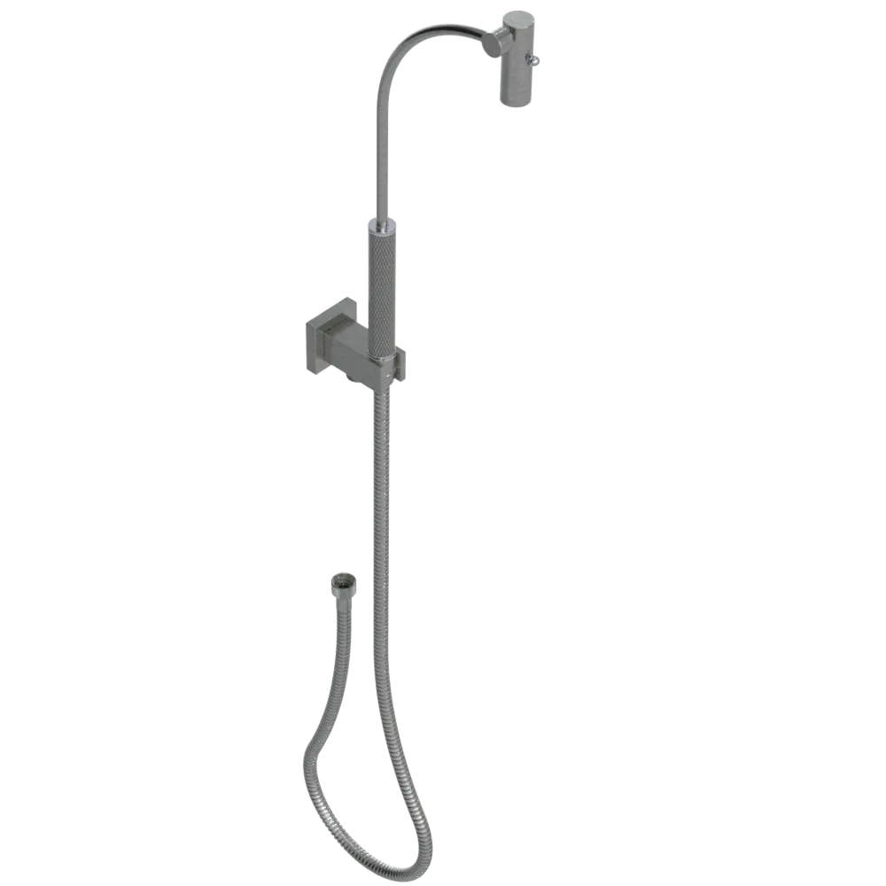 Rubinet Hand Held Shower Bidet with Extended Reach & Dual Function Spray Including Wall Bracket with Supply & Hose (Square) Satin Nickel