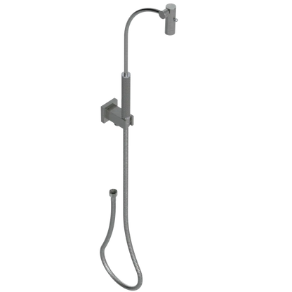 Rubinet Hand Held Shower Bidet with Extended Reach & Dual Function Spray Including Wall Bracket with Supply & Hose (Square) Satin Nickel