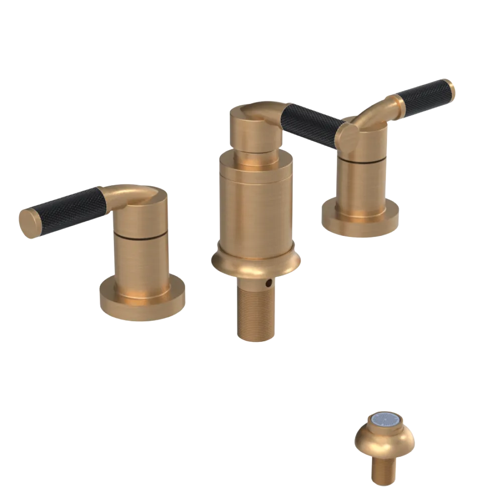 Rubinet Bidet Fitting with Spray, Diverter, and Vacum Breaker (Less Drain) Satin Gold