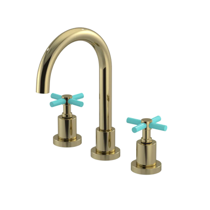 Rubinet Widespread Lav. Set. (less drain) Natural Brass