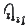Rubinet Widespread Kitchen Set with Hand Spray Matt Black