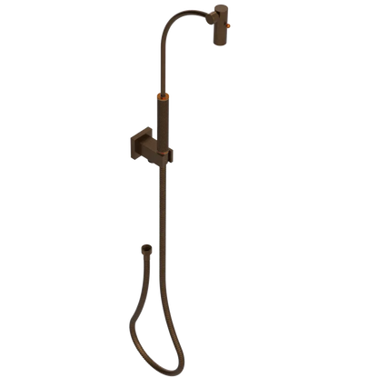 Rubinet Hand Held Shower Bidet with Extended Reach & Dual Function Spray Including Wall Bracket with Supply & Hose (Square) Tuscan Brass