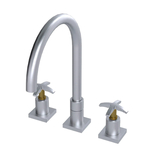 Rubinet Widespread Kitchen Set Satin Chrome