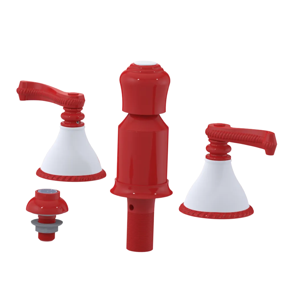 Rubinet Bidet Fitting with Spray, Diverter, and Vacum Breaker (Less Drain) Red