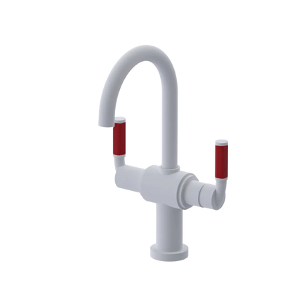 Rubinet Single Hole Dual Handle Lav. Set. (less drain) Matt White