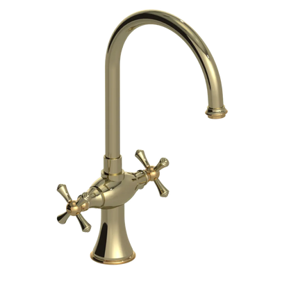 Rubinet Two Handle Single Hole Kitchen Set Natural Brass