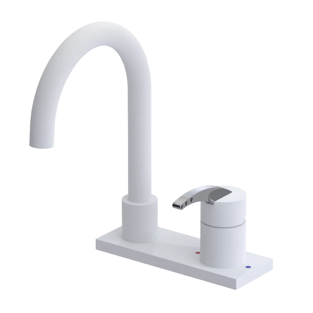 Rubinet 4" Centre Single Control Lav. Set. (less drain) Matt White