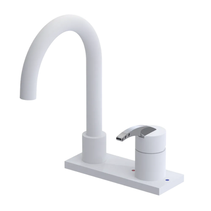 Rubinet 4" Centre Single Control Lav. Set. (less drain) Matt White