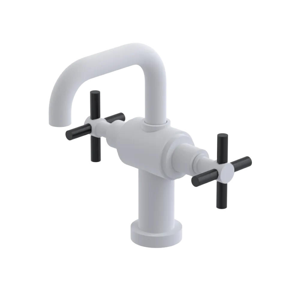 Rubinet Single Hole Dual Handle Lav. Set. (less drain) Matt White