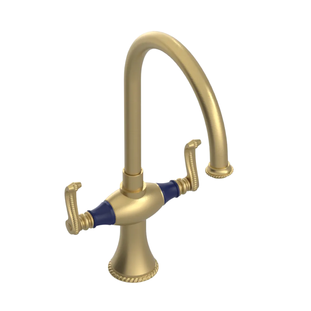 Rubinet Two Handle Single Hole Kitchen Set Satin Brass