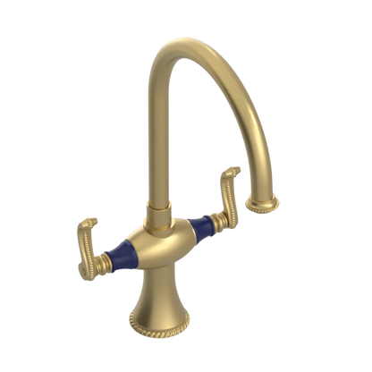 Rubinet Two Handle Single Hole Kitchen Set Satin Brass