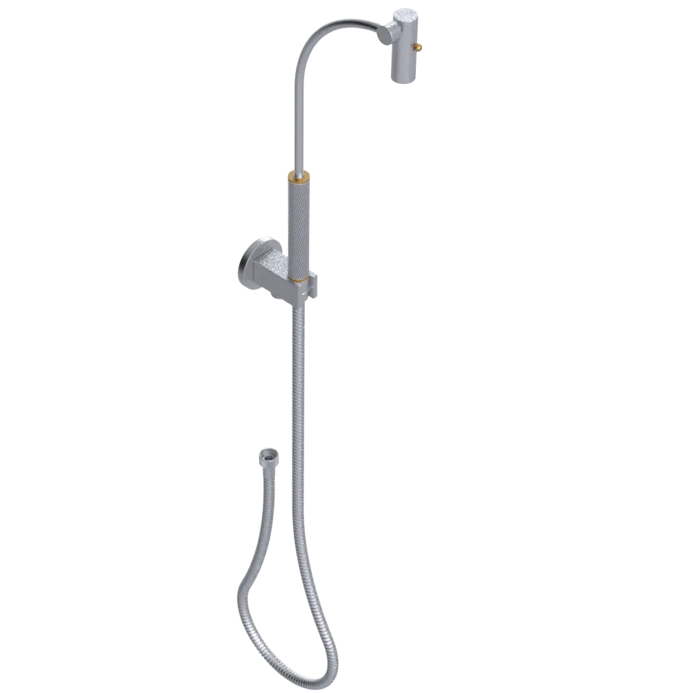 Rubinet Hand Held Shower Bidet with Extended Reach & Dual Function Spray Including Wall Bracket with Supply & Hose (Round) Satin Chrome