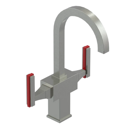 Rubinet Single Hole Dual Handle Lav. Set. (less drain) Satin Nickel