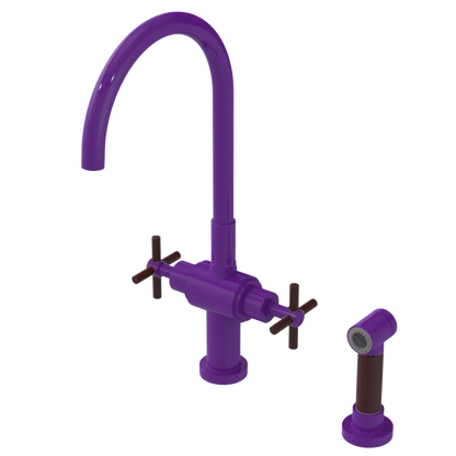 Rubinet Two Handle Single Hole Kitchen Set with LaSalle Spout with Hand Spray Purple Haze