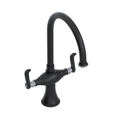 Rubinet Two Handle Single Hole Kitchen Set Matt Black