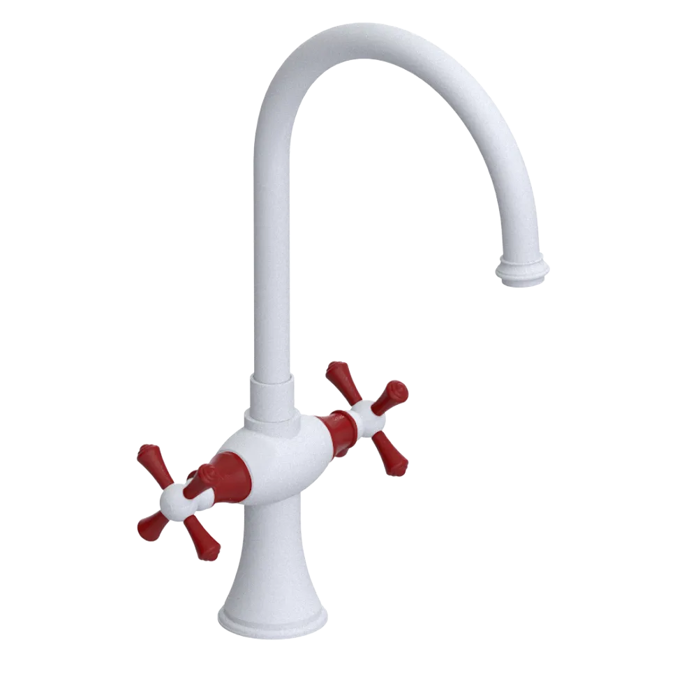 Rubinet Two Handle Single Hole Kitchen Set Matt White