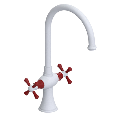 Rubinet Two Handle Single Hole Kitchen Set Matt White