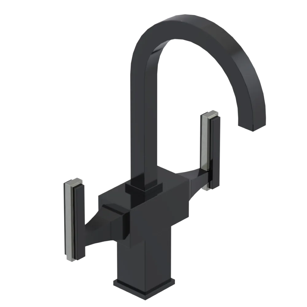 Rubinet Single Hole Dual Handle Lav. Set. (less drain) Black