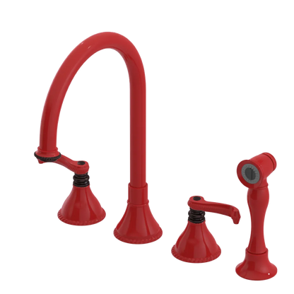 Rubinet Widespread Kitchen Set with Hand Spray Red