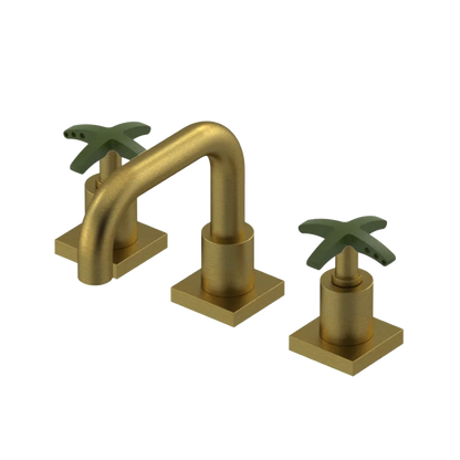 Rubinet Widespread Lav. Set. with Genesis spout (less drain) Antique Brass Matt