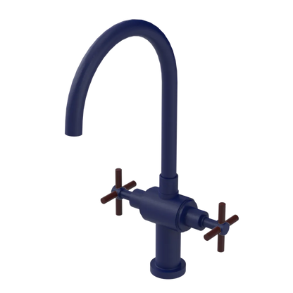 Rubinet Two Handle Single Hole Kitchen Set with LaSalle Spout Midnight Blue