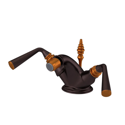 Rubinet Single Hole Dual Handle Bidet Fitting (Less Drain) Tuscan Brass