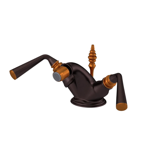 Rubinet Single Hole Dual Handle Bidet Fitting (Less Drain) Tuscan Brass