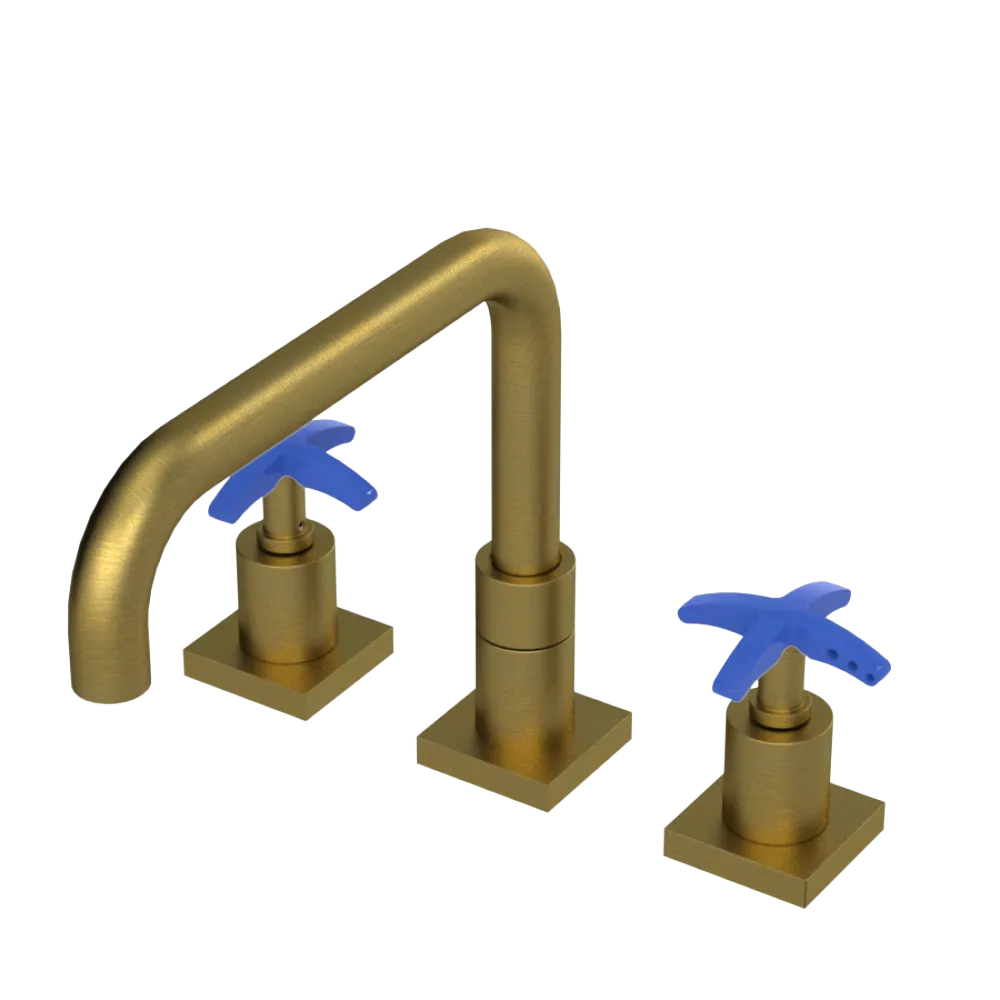Rubinet Widespread Kitchen Set with Genesis Spout Antique Brass Matt