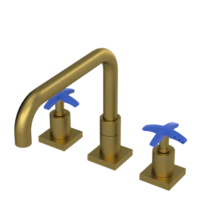 Rubinet Widespread Kitchen Set with Genesis Spout Antique Brass Matt