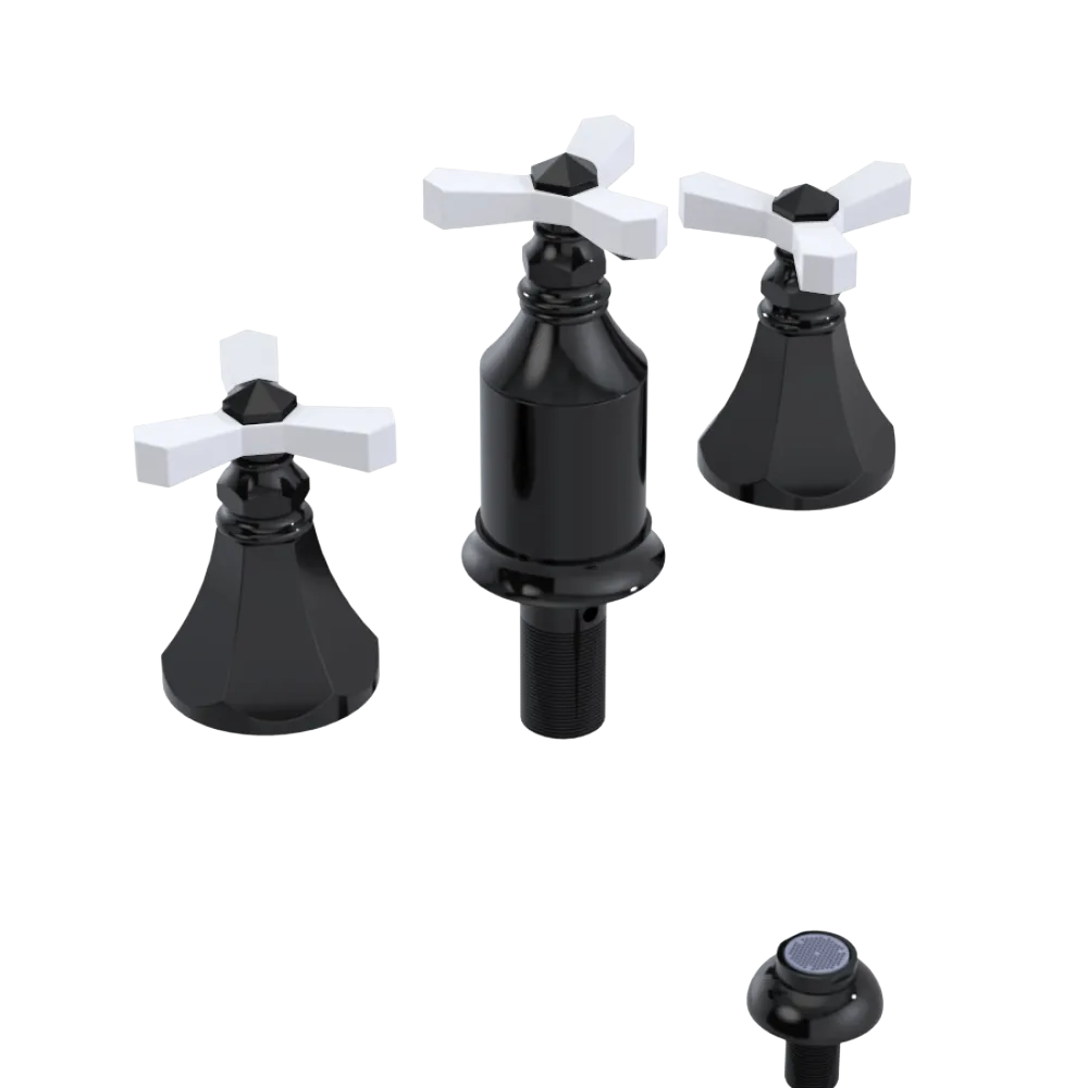 Rubinet Bidet Fitting with Spray, Diverter, and Vacum Breaker (Less Drain) Black