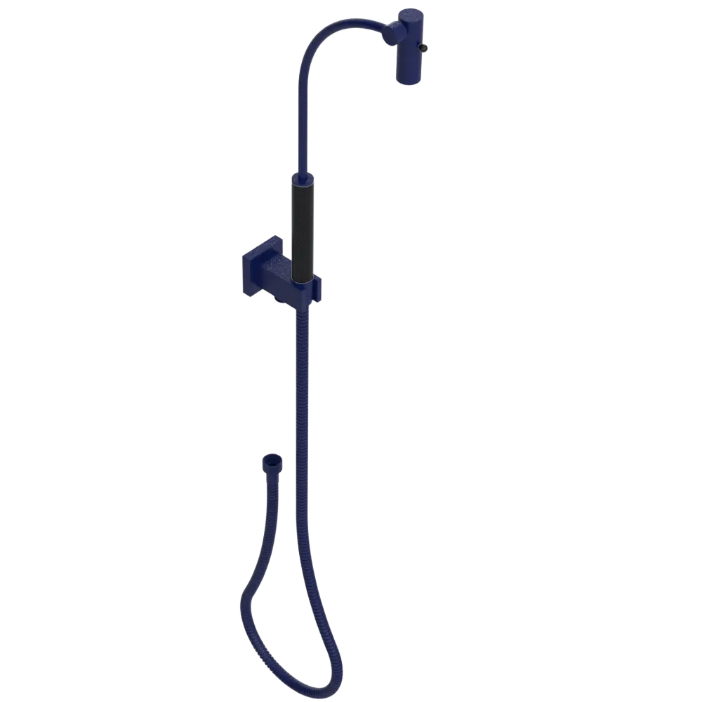 Rubinet Hand Held Shower Bidet with Extended Reach & Dual Function Spray Including Wall Bracket with Supply & Hose (Square) Midnight Blue