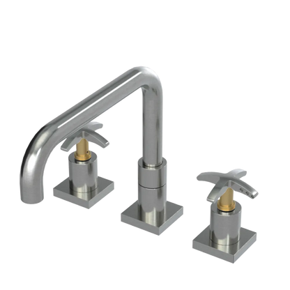 Rubinet Widespread Kitchen Set with Genesis Spout Satin Nickel