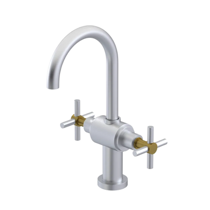 Rubinet Single Hole Dual Handle Lav. Set with LaSalle Spout (less drain) Satin Chrome