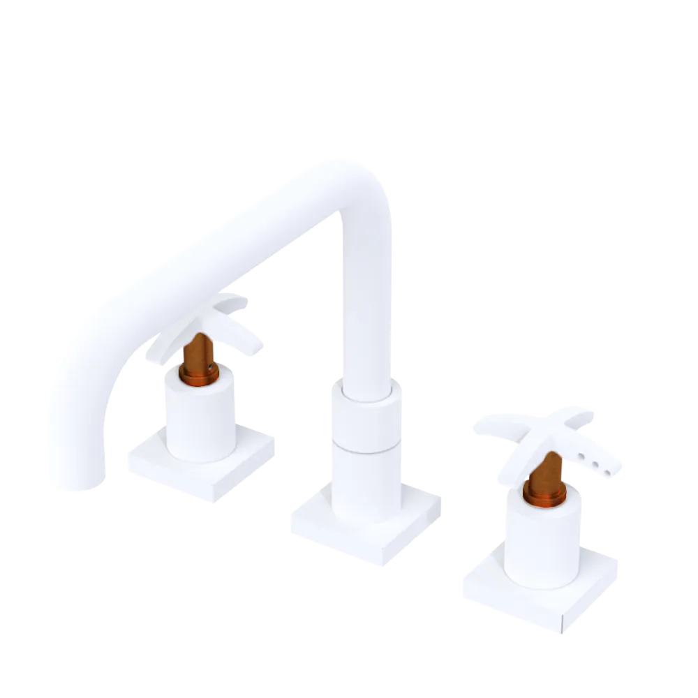 Rubinet Widespread Kitchen Set with Genesis Spout Matt White