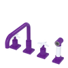 Rubinet Widespread Kitchen Set with Genesis Spout with Hand Spray Purple Haze