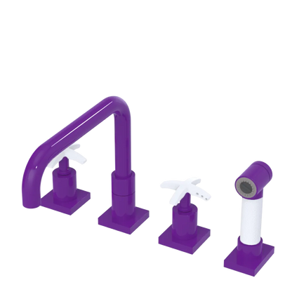 Rubinet Widespread Kitchen Set with Genesis Spout with Hand Spray Purple Haze