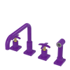 Rubinet Widespread Kitchen Set with Genesis Spout with Hand Spray Purple Haze
