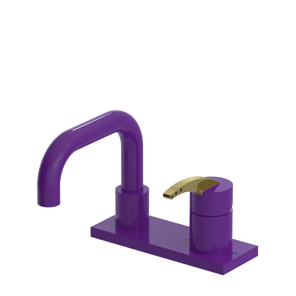 Rubinet 4" Centre Single Control Lav. Set. with Genesis spout (less drain) Purple Haze