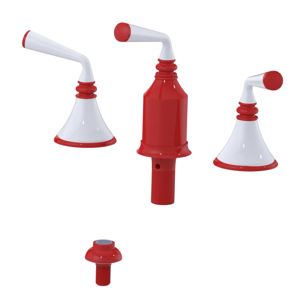 Rubinet Bidet Fitting with Spray, Diverter, and Vacum Breaker (Less Drain) Red