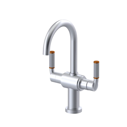 Rubinet Single Hole Dual Handle Lav. Set. (less drain) Satin Chrome