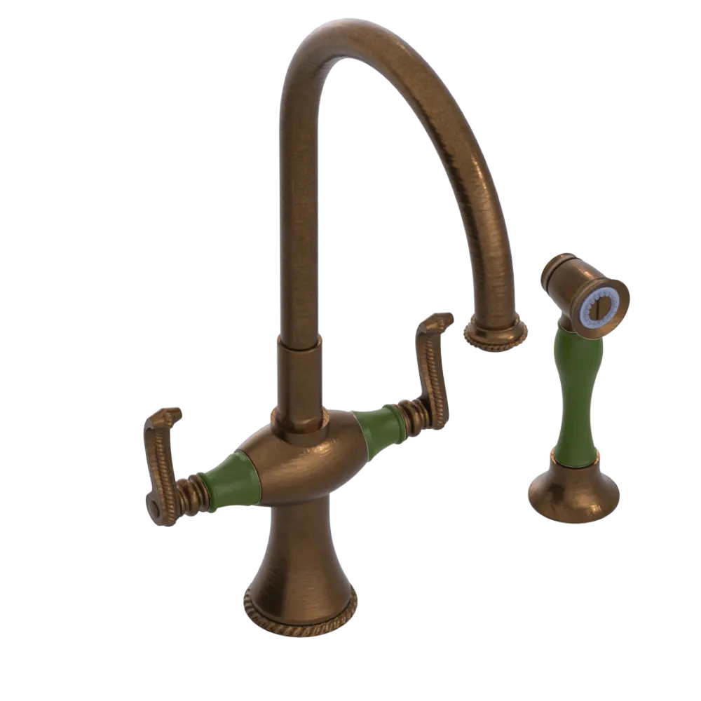 Rubinet Two Handle Single Hole Kitchen Set with Hand Spray Oil Rubbed Bronze