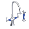 Rubinet Two Handle Single Hole Kitchen Set with Hand Spray Satin Chrome