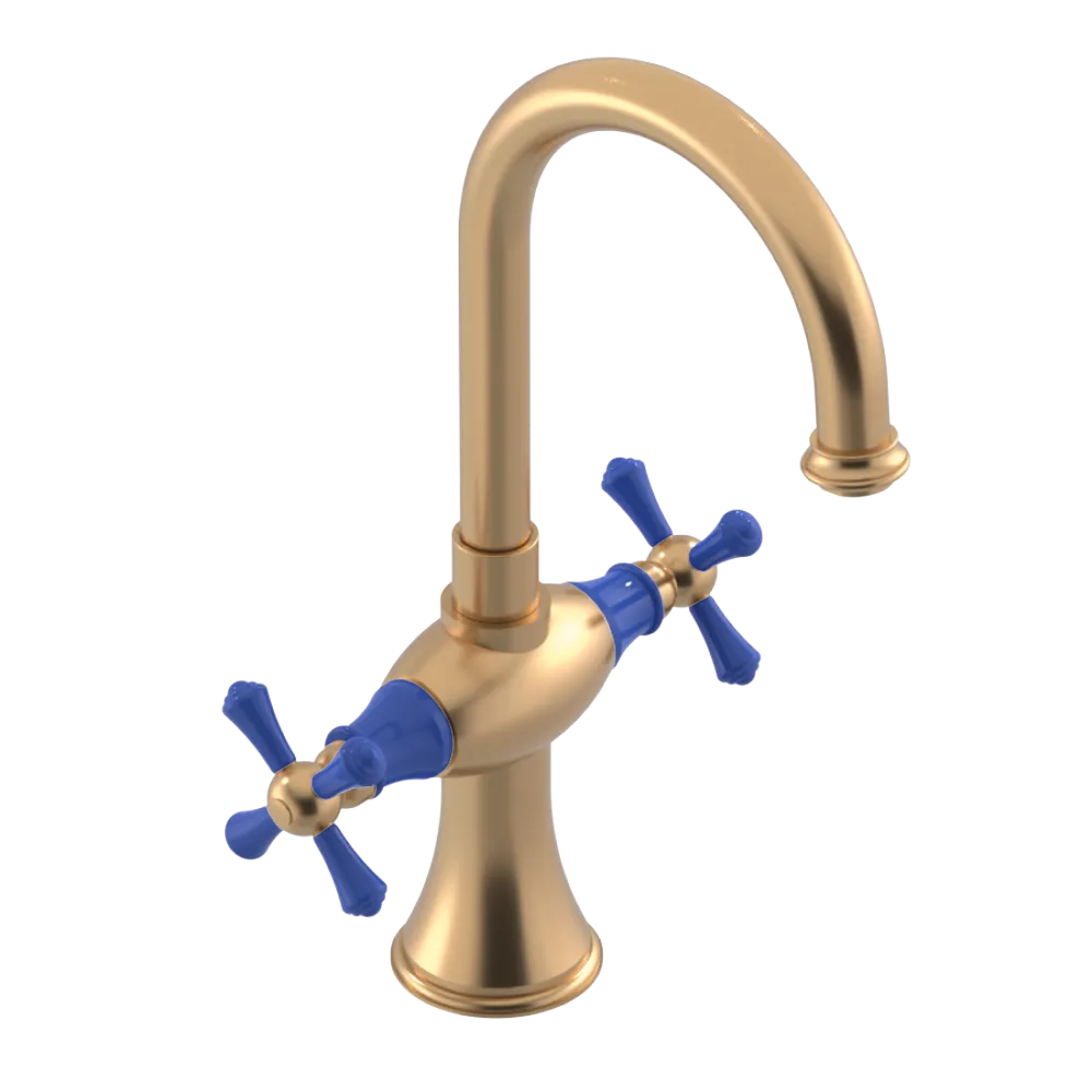 Rubinet Single Hole Dual Handle Lav. Set. (less drain) Satin Gold